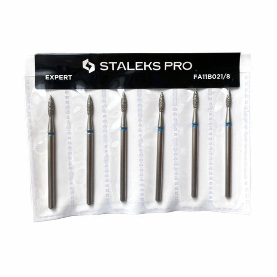 Набор насадок фрез с алмазным напылением Staleks пламя острое синее 2,1 мм 6 шт, изображение 2