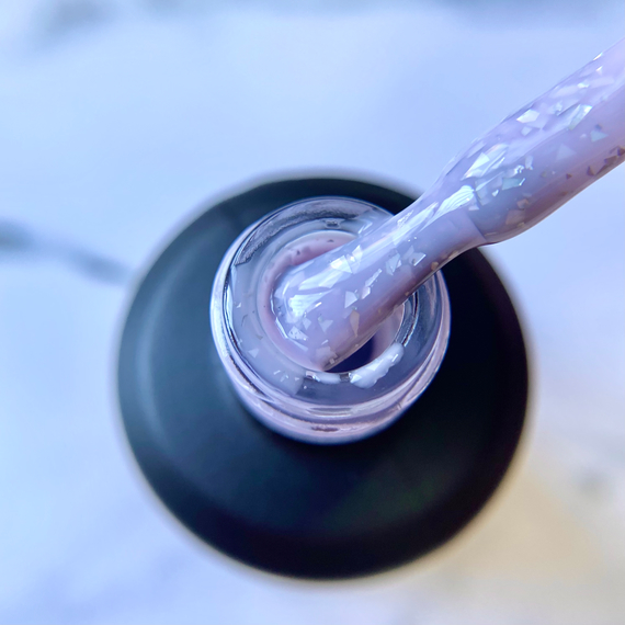 Камуфлирующая база NailApex 15 лавандовая с серебряной паталью, 15 мл