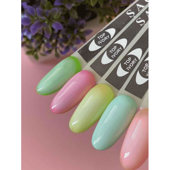 Витражный топ для гель-лака Saga Top IVORY молочный, 8 мл, изображение 2