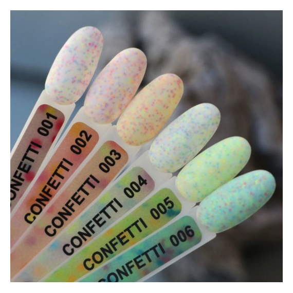 Gel polish Komilfo Confetti Collection CN002 light pink with multi-colored crumbs, 8 ml, 3 image