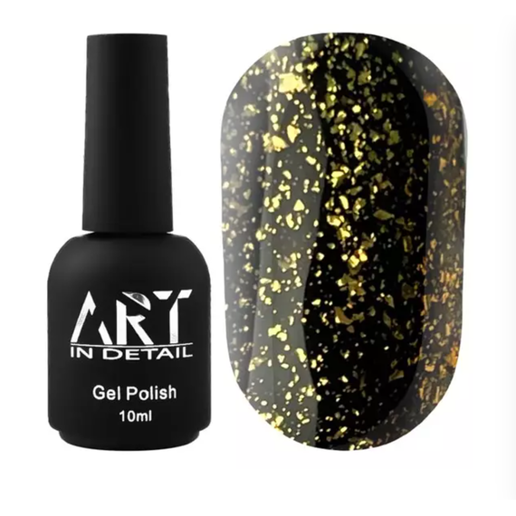 Топ для гель-лака ART Shell Top Gold с золотыми хлопьями, 10 мл