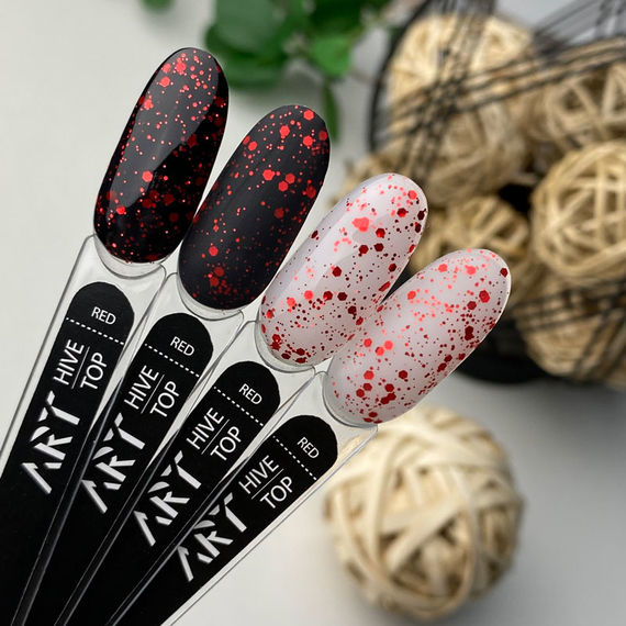 Топ для гель-лаку ART Hive Top Red з шестигранниками, без ЛШ, 10 мл, зображення 2