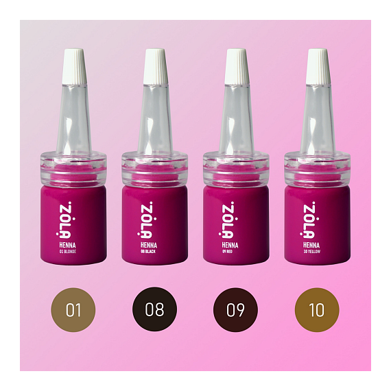 Хна для брів ZOLA корректор 10 yellow жовта  5 г, зображення 3