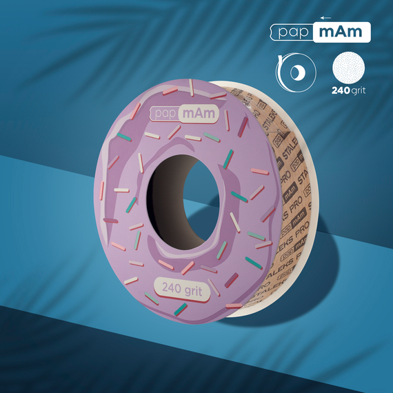 Запасний блок файл-стрічки PAP-MAM Білий для пластикової котушки Staleks PRO 240 грит, 6 м