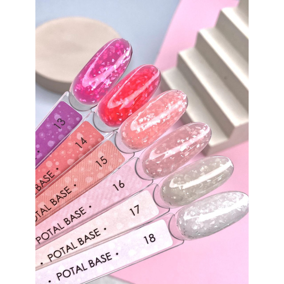 База для ногтей DARK Potal Base №14, коралловый с поталью, 15 мл, Цвет: Красный, изображение 3