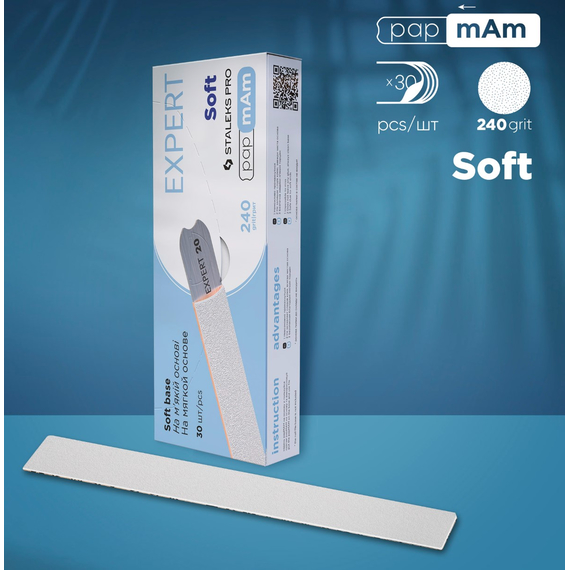 Набор сменных файлов на мягкой основе PAP-MAM Белые STALEKS EXPERT 20, 240 грит, 25 шт, изображение 3