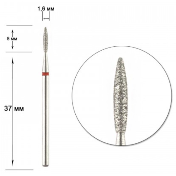 Насадка фреза алмазная IQ D 16 R пламя безопасное, Польша