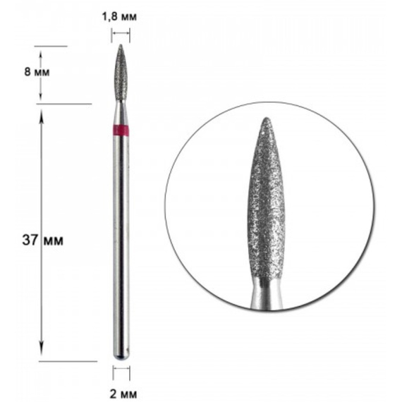 Насадка фреза алмазная IQ D 18 R пламя, Польша