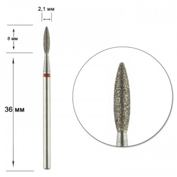 Насадка фреза алмазная IQ D 21 R пламя безопасное, Польша