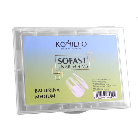 Гелеві форми для нарощування нігтів Komilfo SoFast Nail Forms Ballerina Medium, балерина, 240