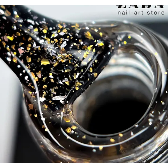 Топ для гель-лаку Global Fashion Silver&Gold Foil з срібно золотой поталлю без ЛШ, 12 мл, зображення 2