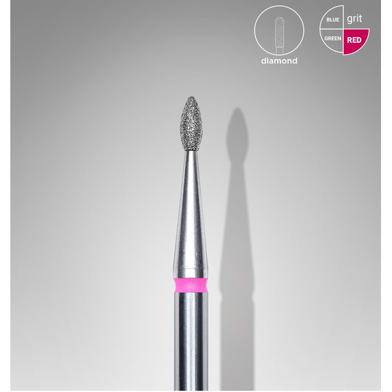 Насадка фреза з алмазним напиленням Staleks крапля червона 1,6 мм 1 шт