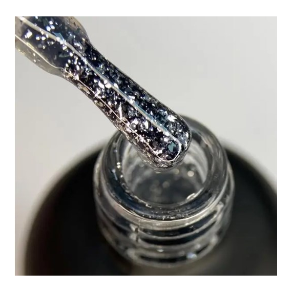 Топ для гель-лака ART Shell Top Silver с серебряными хлопьями, 10 мл, изображение 4