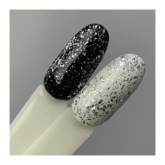 Топ для гель-лака ART Shell Top Silver с серебряными хлопьями, 10 мл, изображение 2