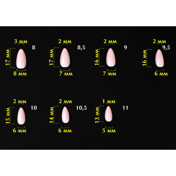 М`які форми для нарощування нігтів Komilfo SoFast Nail Forms Nude Almond Short, мигдаль, 300 шт, зображення 3