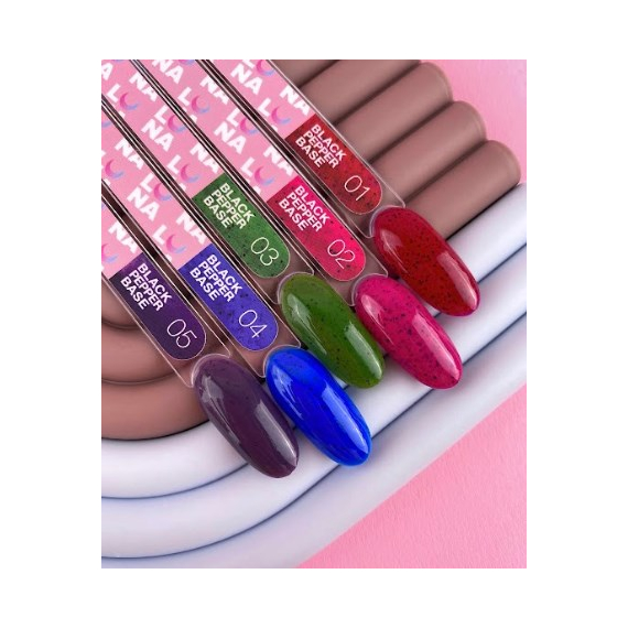 База цветная Luna Black Pepper Base №04 синяя с крошками, 13мл, изображение 3