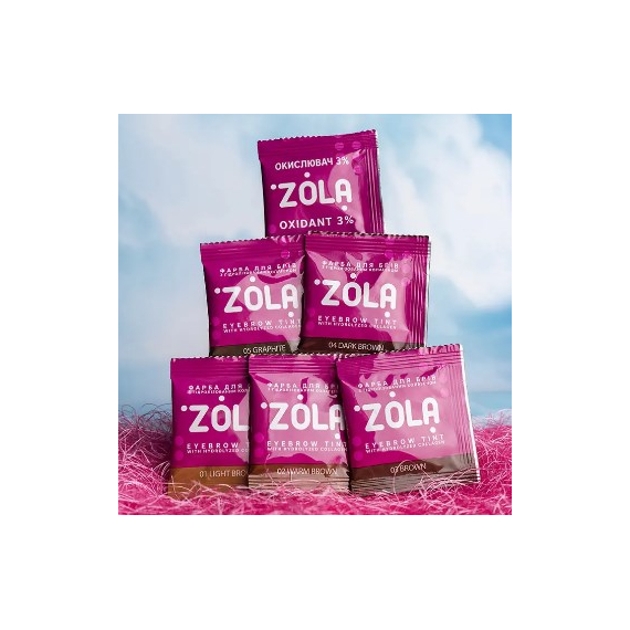 Набор красок для бровей ZOLA с окислителем в саше, изображение 2