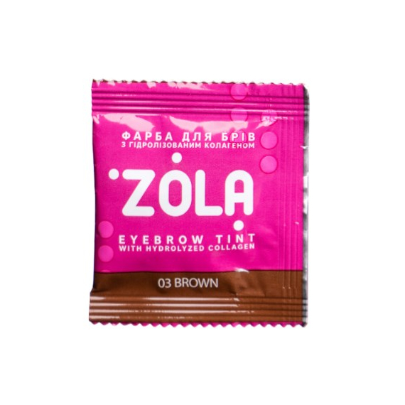 Краска для бровей ZOLA №03 Brown с коллагеном в саше 5 мл