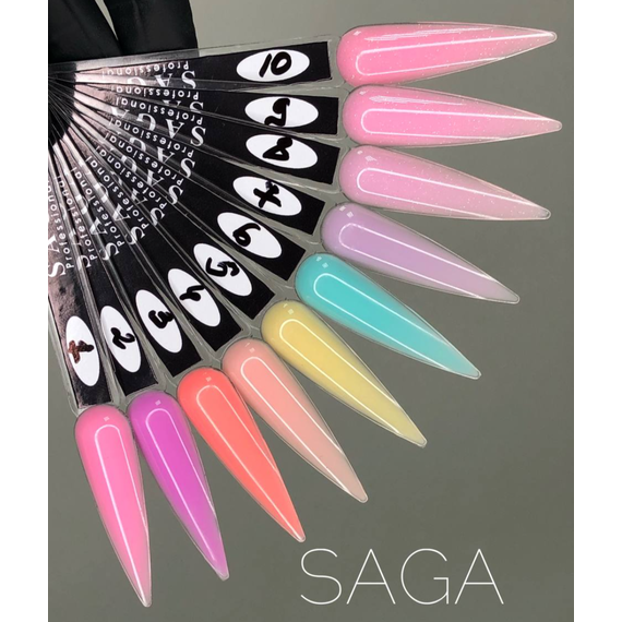 База для гель лаку SAGA Color Base №10 рожева з кольоровими блискітками, 8 мл, Колір: Рожевий, зображення 2