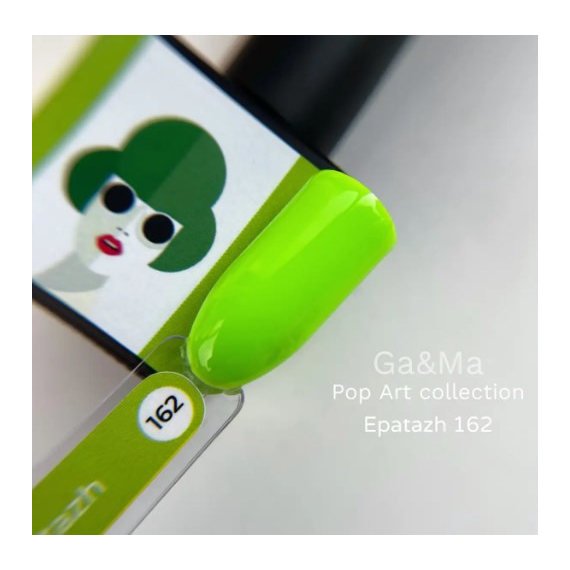 Nail gel polish GaMa Pop-Art collection No. 162 Epatazh light green, 10 ml