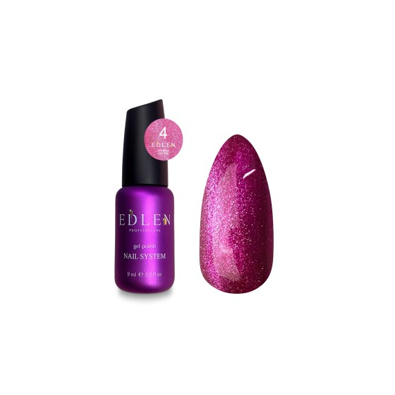 Edlen Sparkle cat gel polish No. 04 cat`s eye, fuchsia, 9 ml