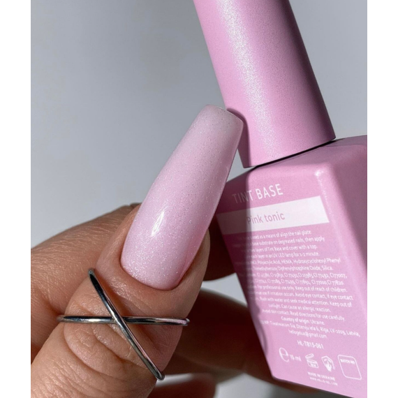 Відтіночна база HEYLOVE Tint base PINK TONIC, рожева з шиммером, 15 мл, зображення 3