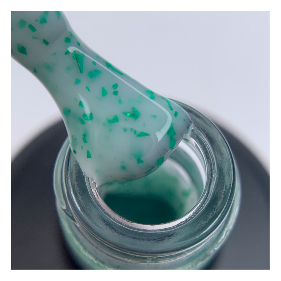 База для ногтей DARK Potal Base №11, молочно-зеленая с поталью, 15 мл, Цвет: Зеленый, изображение 3