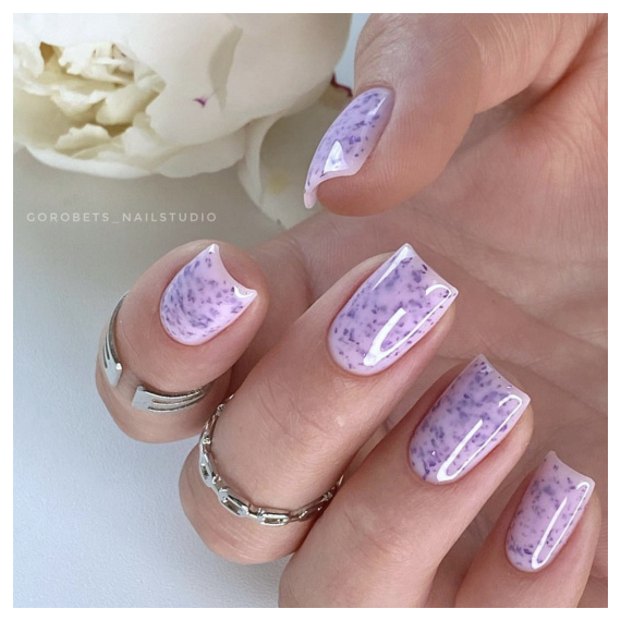 База для ногтей DARK Potal Base №12, молочно-фиолетовая с поталью, 15 мл, Цвет: Фиолетовый, изображение 3