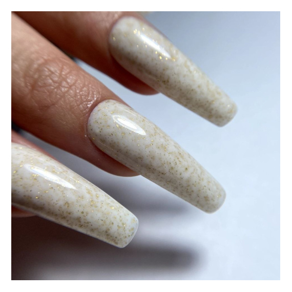 База для ногтей DARK Potal Base №19, молочно-бежевая с поталью, 15 мл, Цвет: Молочный, изображение 2