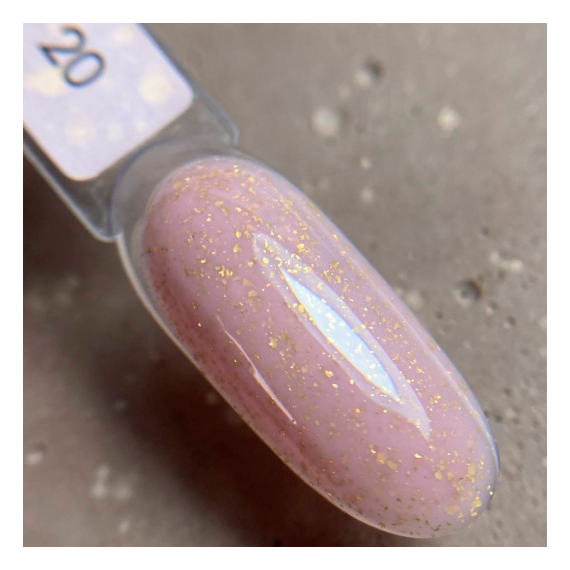 База для ногтей DARK Potal Base №20, бежевая с поталью, 15 мл, Цвет: Бежевый, изображение 3