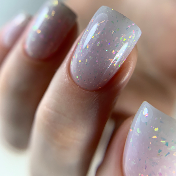 База для ногтей DARK Potal Base №24, молочно-голубая с поталью, 15 мл, Цвет: Молочный, изображение 3