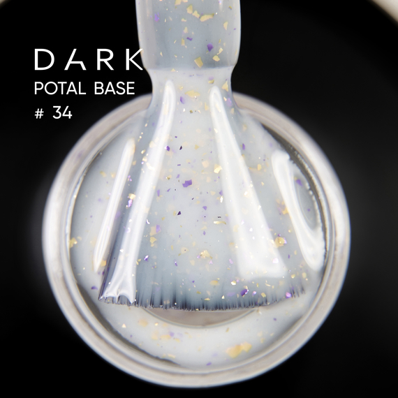 База для ногтей DARK Potal Base №34, белая с поталью, 15 мл, Цвет: Белый