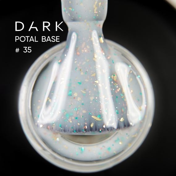 База для ногтей DARK Potal Base №35, белая с поталью, 15 мл, Цвет: Белый