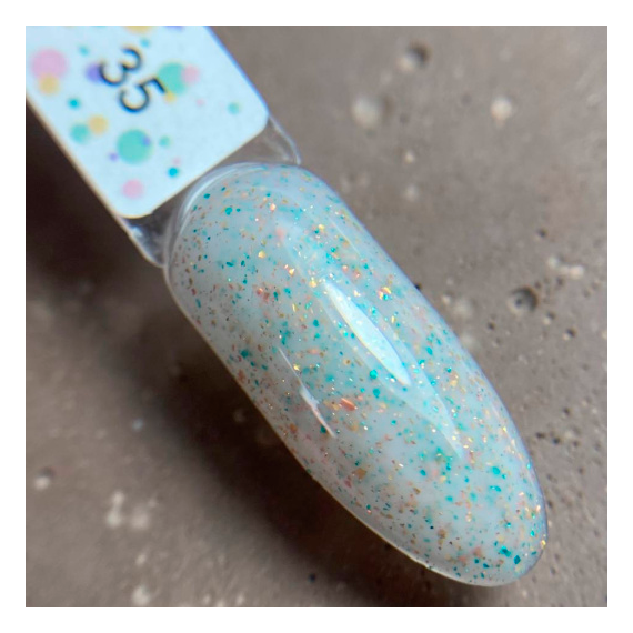 База для ногтей DARK Potal Base №35, белая с поталью, 15 мл, Цвет: Белый, изображение 2