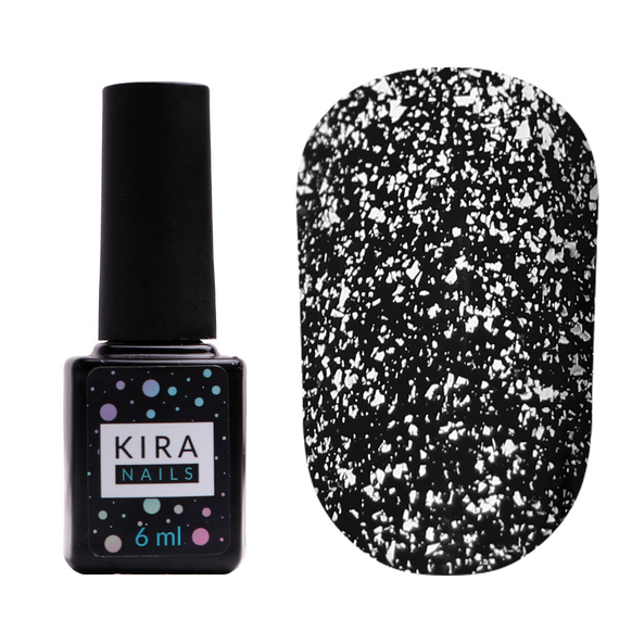 Top for gel polish Kira Nails No Wipe Silver Top without LSH with silver, 6 ml