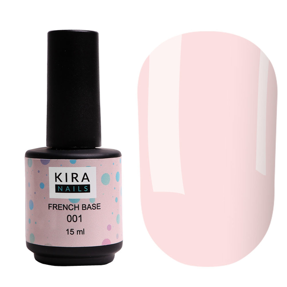 База Kira Nails French Base №001 молочно-розовый, 15 мл, Цвет: Розовый, Обьем: 15 мл