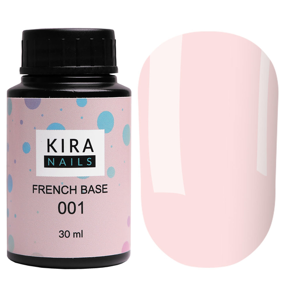 База Kira Nails French Base №001 молочно-розовый, 30 мл, Цвет: Розовый