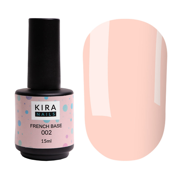 База Kira Nails French Base №002 пастельно-розовый, 15 мл, Цвет: Персиковый, Обьем: 15 мл