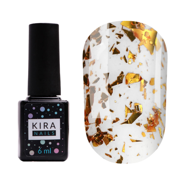 Топ для гель-лаку Kira Nails No Wipe Top Gold Shard, 6 мл