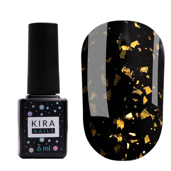 Топ для гель-лаку Kira Nails No Wipe Top Gold Shard, 6 мл, зображення 3