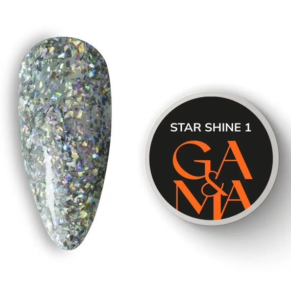 Gel nail polish GaMa Star shine No. 01, with silver glitter, 5 g