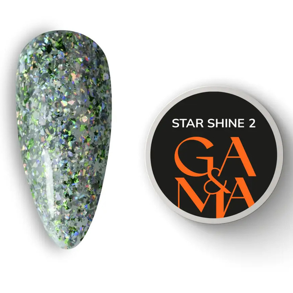 Гель-лак для ногтей GaMa Star shine №02, с зелеными блестками, 5 г, Цвет: Зеленый