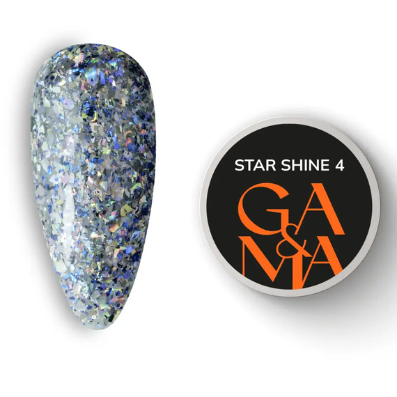 Гель-лак для ногтей GaMa Star shine №04, с голубыми блестками, 5 г, Цвет: Голубой