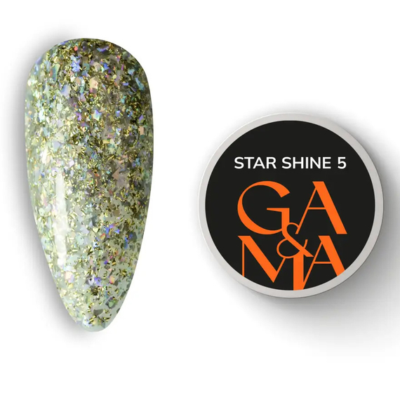 Gel nail polish GaMa Star shine #05, with yellow glitter, 5 g, Color: Yellow