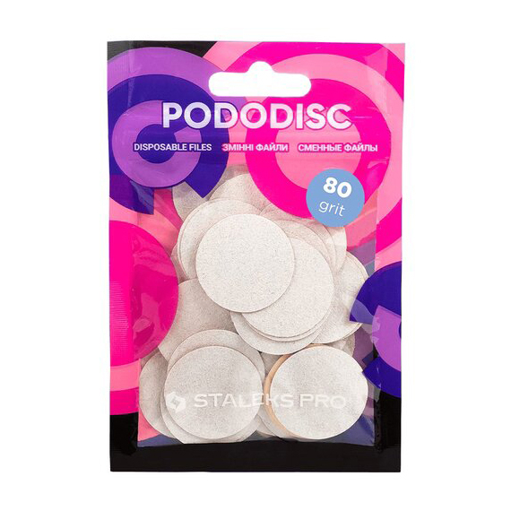 Сменные файлы для педикюрного диска STALEKS PRO L Белые 80 грит, 50 шт