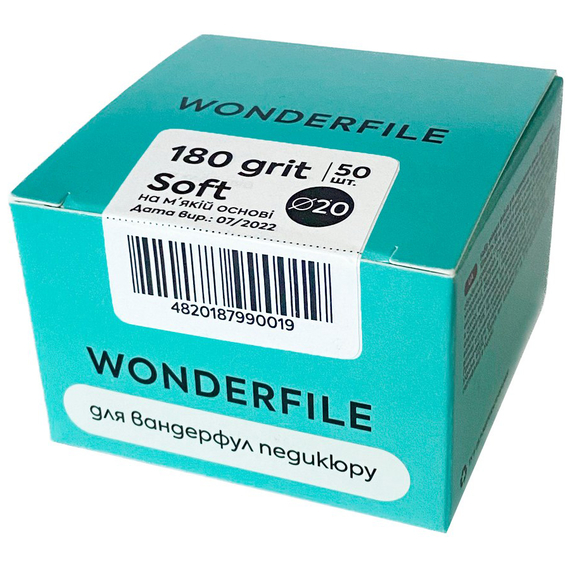 Replacement files for the Wonderfile pedicure disk on a soft base 20 mm, 180 grit, 50 pcs