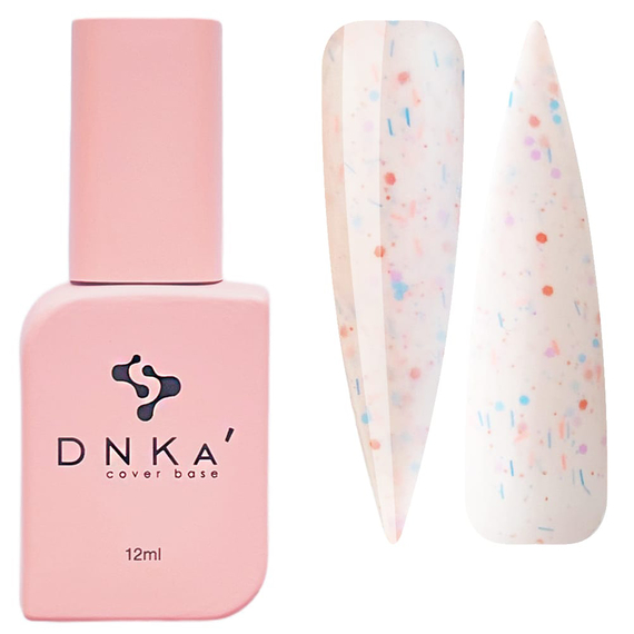 База цветная DNKA Cover base №062 Mellow светло-розовая с конфетти, 12 мл, Цвет: Розовый
