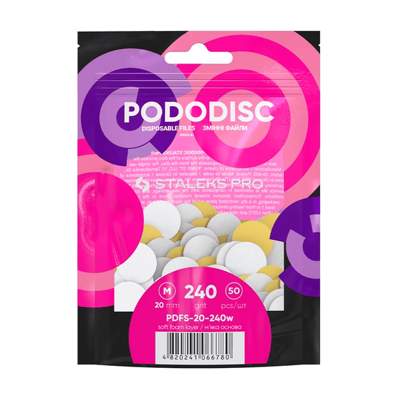 Сменные файлы на мягкой основе для педикюрного диска Staleks M Белые 240 грит, 50 шт