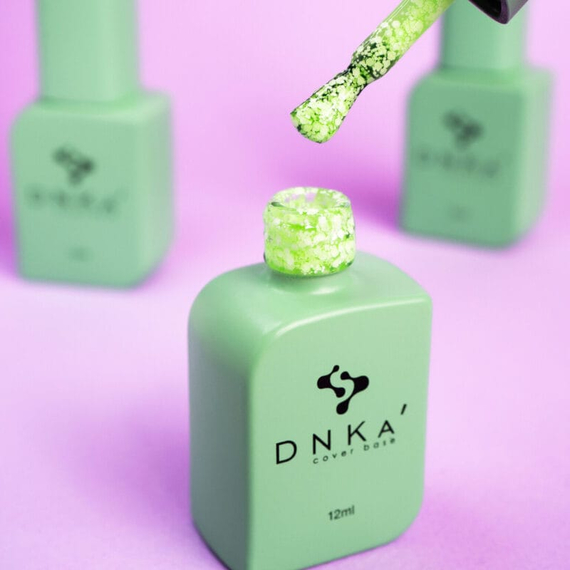 База кольорова DNKA Cover base №069 Relax салатова з хлоп`ями, 12 мл, Колір: Салатовий, зображення 2