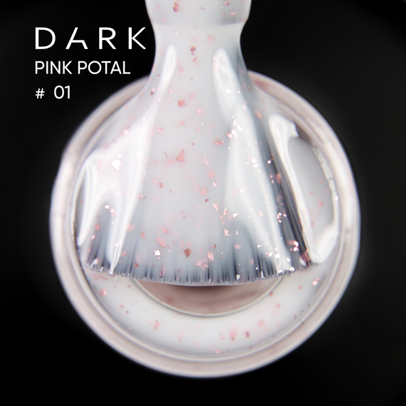 Nail base DARK PRO base Pink Potal No. 01, milky with potal, 15 ml, Color: Lactic